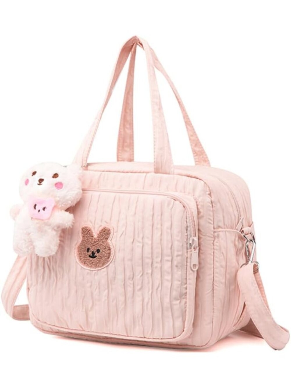 Stylish Baby Diaper Tote Bag, Crossbody Mom Bag for Travel - Pink, Small